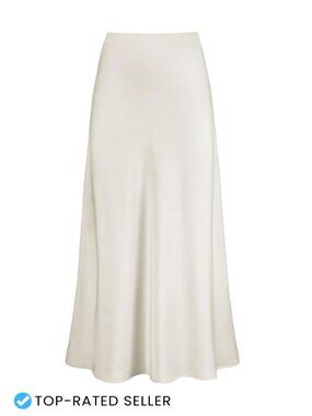 Satin High Waist Maxi Skirt with Elastic Waistband - A-Line Long Skirt